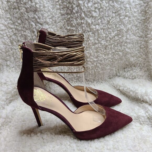 Vince Camuto Nayz Burgundy Suede Heels Size 9.5 - Picture 1 of 10